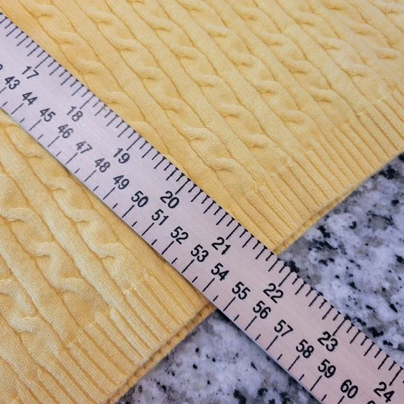 Tommy Hilfiger Womens Yellow Cable Knit V-Neck Sweater Size Large Preppy - Picture 8 of 12